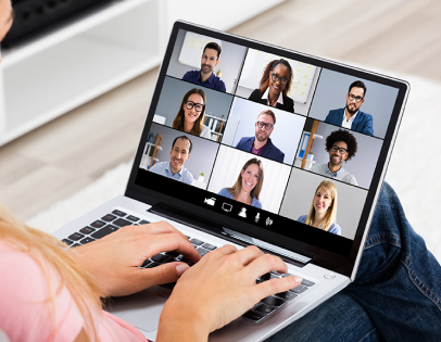 Video conference on laptop